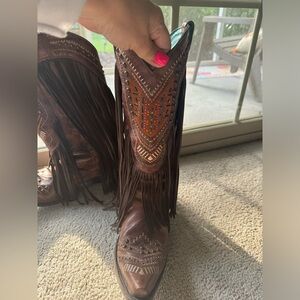 Corral Brown Fringe Cowgirl Boots